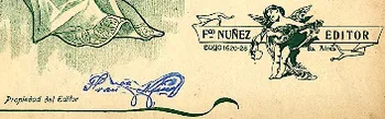 Francisco Núñez, editor. Assinatura e logótipo