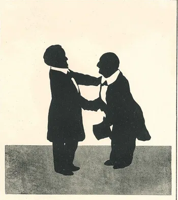 Wagner y Bruckner en Bayreuth, dibujo de Otto Böhler (1900)