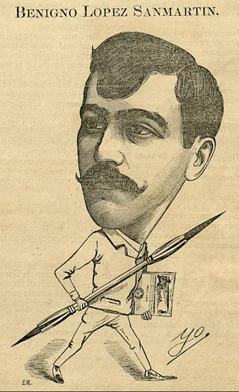 Autorretrato de Benigno Lopes Samartim em Galicia Cómica, 07/01/1886