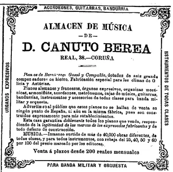 Notícia do comércio de Canuto Berea em 22 de agosto de 1889 no jornal El Anunciador