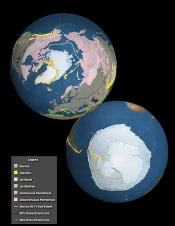 Mapa de la Criosfera terrestre