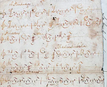 Primeira face do Manuscrito Barroco. Museu da Ponte-Vedra