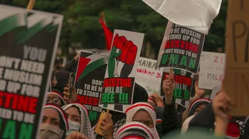 Manifestantes pro Palestina