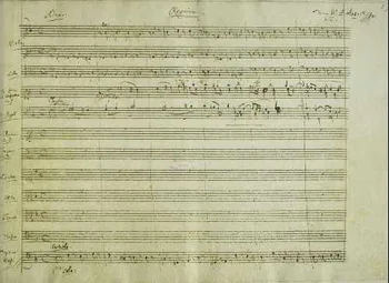 Fragmento manuscrito del Requiem de Mozart